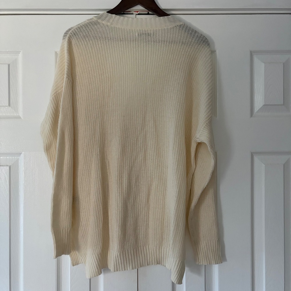 American Eagle‎ Cream Knit Button Front Cardigan Sweater Ivory Small Pockets - Picture 2 of 5